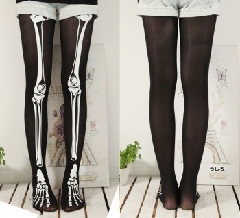 Collants noirs originaux os de squelette