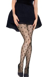 Collants résilles noirs motifs gros pois sexy rock