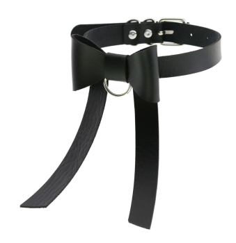 collier-bdsm-simili-cuir-noir-noeud-papillon-anneau-argente-2