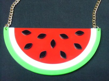 Collier original tranche de pastèque fruit acrylique