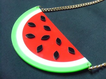 Collier original tranche de pastèque fruit acrylique