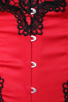 Corset burlesque pinup rouge et noir à traîne lacée