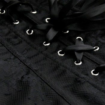 Corset noir dentelle épaules dégagées victorien