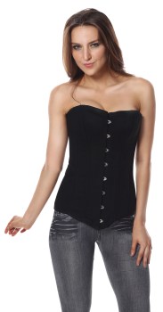 Corset long noir armatures métalliques acier lacet