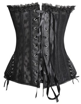 Corset pin-up tissu satiné noir jolies hanches