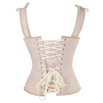 Corset rétro rose abricot à bretelles armatures métal