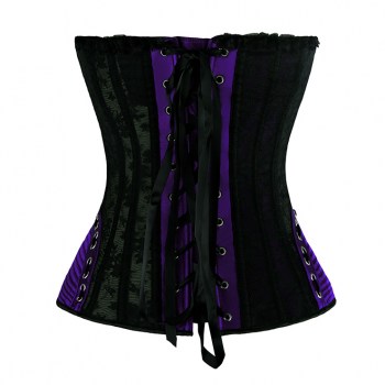 Corset pin-up tissu satiné violet jolies hanches