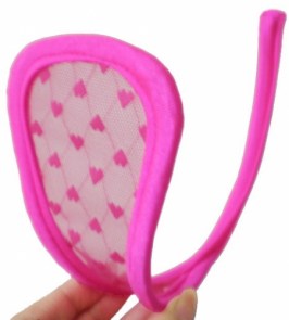 C-string rose à dentelle petits coeurs sexy et original