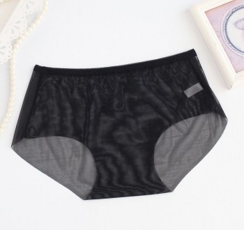 Culotte noire entièrement transparente en mesh mid-waist