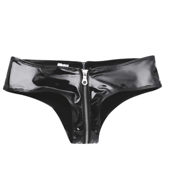 Culotte noire vinyle brillant zippée fetish