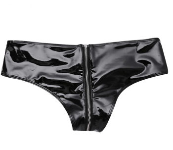 Culotte noire vinyle brillant zippée fetish