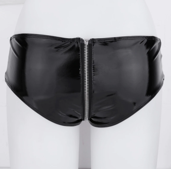 Culotte noire vinyle brillant zippée fetish