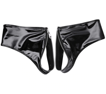 Culotte noire vinyle brillant zippée fetish