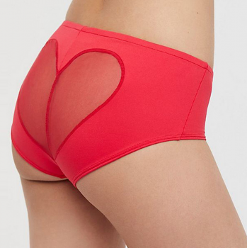 Culotte rouge mid-waist-coeur tranparent sur les fesses