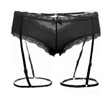 Culotte noire stretch dentelle et tourde cuisses