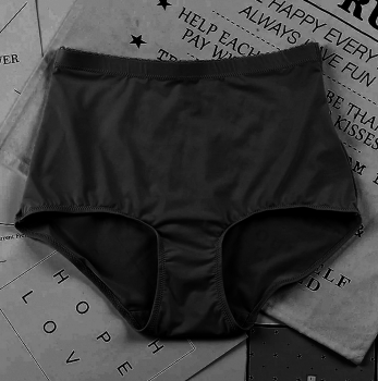 Culotte taille haute noire mesh et pois à l'arrière