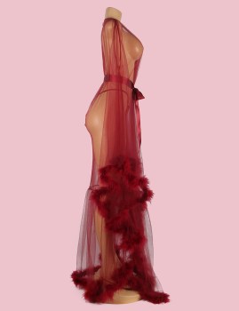 deshabille-robe-de-nuit-diva-transparent-plumes-rouges-bordeaux-3