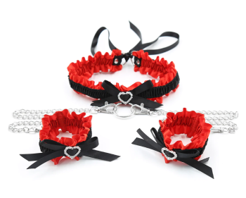 ensemble-collier-menottes-elastiques-rouge-noir-satin