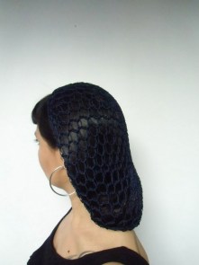 Filet à cheveux snood bleu marine rétro crochet pinups