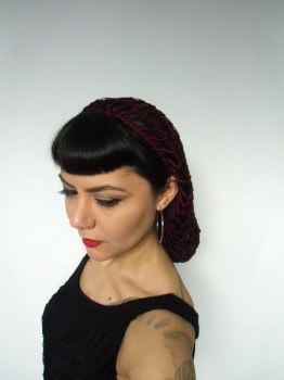 Filet à cheveux snood bordeaux rétro crochet pinups