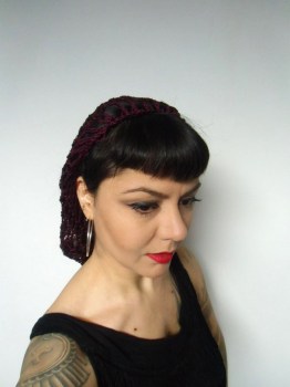 Filet à cheveux snood bordeaux rétro crochet pinups