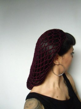 Filet à cheveux snood bordeaux rétro crochet pinups