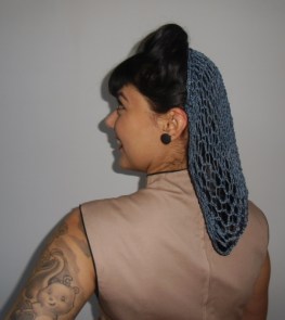 Filet à cheveux gris rétro vintage en crochet pinups