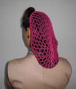 Filet à cheveux rose fushia rétro en crochet \