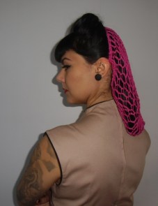 Filet à cheveux rose fuchsia rétro vintage crochet pinups