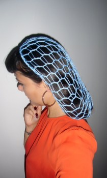 Filet à cheveux snood bleu ciel rétro vintage crochet pinups