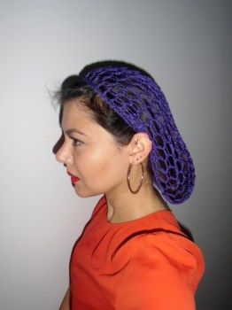 Filet à cheveux snood violet rétro crochet pinups