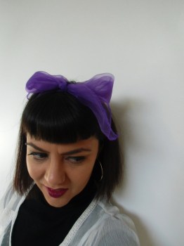 Foulard à cheveux transparent violet coiffure pinup