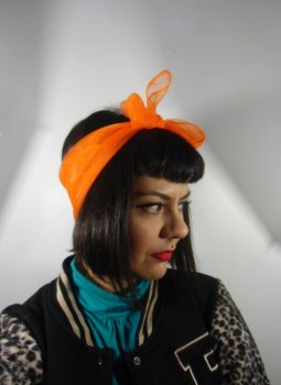 Foulard à cheveux transparent orange pour pinup