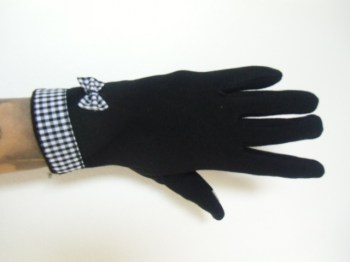 Gants pinups noirs et vichy courts hiver pour smartphone