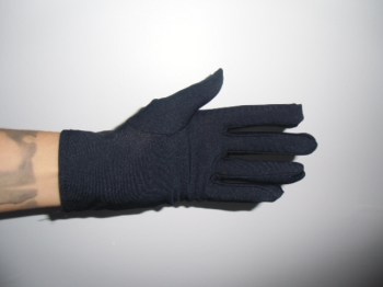 Gants pinups courts de mi-saison noirs tissu satiné