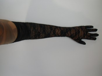 Gants pinups longs en dentelle noire 54cm