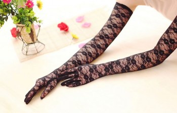 Gants pinups longs en dentelle noire 54cm