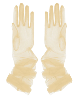 Gants rétro extra longs transparents en tulle couleur champagne