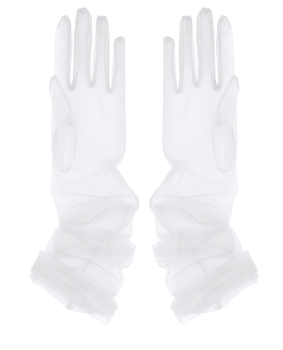 Gants rétro extra longs transparents en tulle blancs