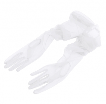 Gants rétro extra longs transparents en tulle blancs