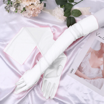 Gants rétro extra longs transparents en tulle blancs