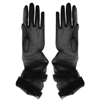 Gants rétro extra longs transparents en tulle noirs