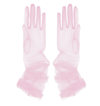 Gants rétro extra longs transparents en tulle roses