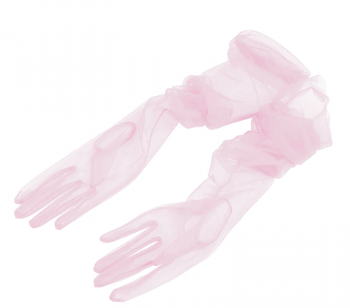 Gants rétro extra longs transparents en tulle roses