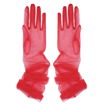 Gants rétro extra longs transparents en tulle rouges