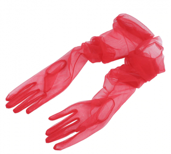 Gants rétro extra longs transparents en tulle rouges