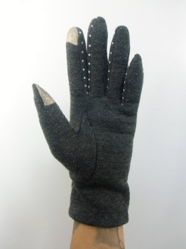 Gants gris à pois intérieur polaire chauds pin-ups