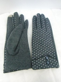 Gants gris à pois intérieur polaire chauds pin-ups