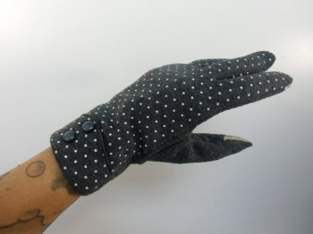 Gants gris à pois intérieur polaire chauds pin-ups