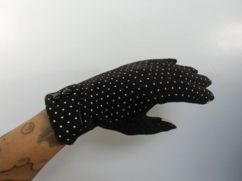 Gants marrons à pois intérieur polaire chauds pin-ups